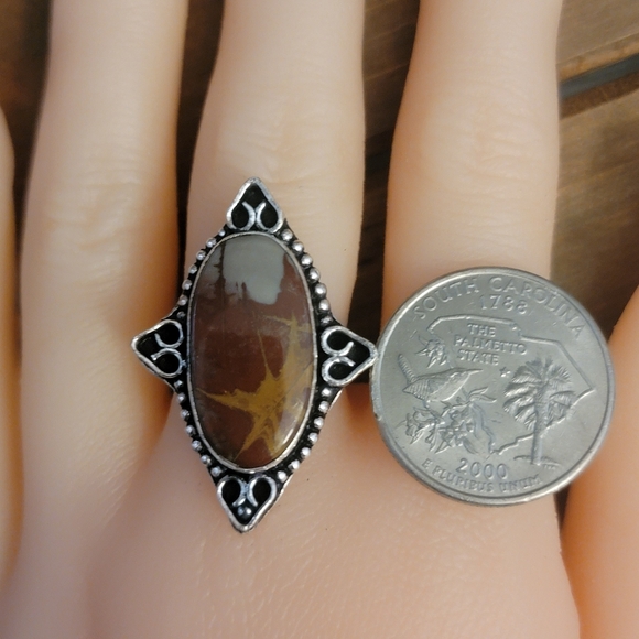 Red Mookaite Jasper Ring Size 5.5 Silver Hand Crafted Native Jewelry Women Boho - Picture 4 of 4